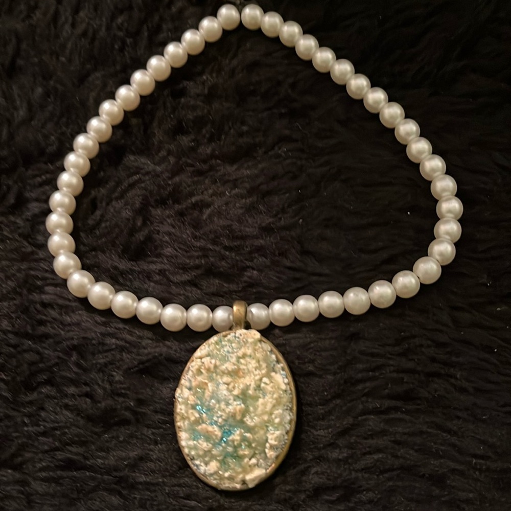Faux Pearls & One of a Kind Rare Unique Handmade Necklace
